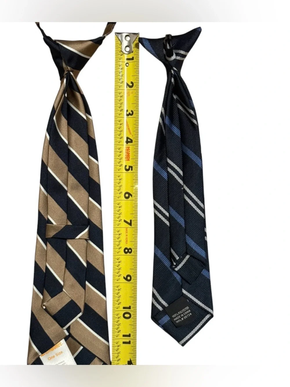 Two-Piece kids Striped Tie Set in Navy, Tan and Blue Hassle free put on